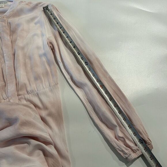 Cloth & Stone Shirt Dress Womens XS Banded Collar Curved Hem Button Front Pink - Picture 11 of 11